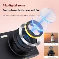 Kamera Digital CMOS Portabel untuk Pelajar, Perekam Video 4K, Zoom 18X, Lensa Ganda, Flash, 64MP, Stabilisasi Elektronik, Deteksi Wajah