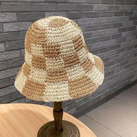 Vente en gros de chapeaux seau polyvalents tricotés à rayures faits main bonnets de pêcheur au crochet colorés pour femmes accessoires de voyage stylés