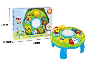 Mesa de Actividades Multifuncional para Niños, Mesa de Aprendizaje Musical <span class=keywords><strong>con</strong></span> Mini Piano y Tambor, Centro de Actividades, Juguete - Product Image 6