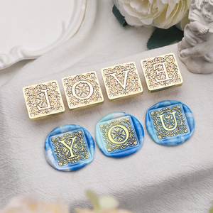 Sellos de cera con diseño cuadrado de letras, serie de 26 letras inglesas, cabezales de cobre para decoración de diarios y cuentos, sello estándar - Product Image 3