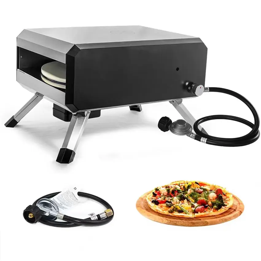 Oven pizza kecil Italia, rotasi 12 inci kubah alami gas pizza oven portabel luar ruangan dengan batu pembakar
