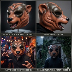 Máscara <span class=keywords><strong>de</strong></span> látex híbrida <span class=keywords><strong>de</strong></span> oso <span class=keywords><strong>y</strong></span> lobo feroz - Máscara realista <span class=keywords><strong>de</strong></span> animal <span class=keywords><strong>de</strong></span> cara completa para disfraz <span class=keywords><strong>de</strong></span> Halloween, cosplay, fiesta o accesorio. - Product Image 3