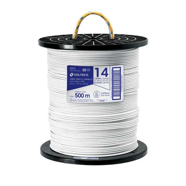 VOLTECK BOX 500 Meter THHW-LS 14 AWG Copper LSZH 300V Underground Use Flat White Cable 500m Reel