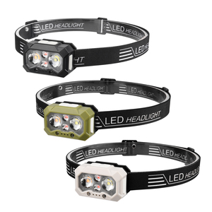 Lampe frontale LED à lumière jaune et blanche, chargement USB-C intégré, <span class=keywords><strong>bandeau</strong></span> réglable pour la pêche nocturne, lampe frontale à induction - Product Image 1