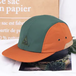 Woven Label Camper Custom Nylon 5 Panel Camper Hat