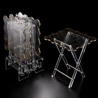 Table Basse Pliante en Acrylique Transparent avec Bord Doré de Luxe, Vente en Gros Usine, pour Décoration de Salon à Domicile