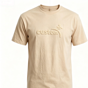 T-shirt pour homme en coton 100% pré-rétréci avec logo floqué personnalisé, décontracté, respirant, à manches courtes, tricoté - Product Image 2