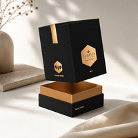 Boîte cadeau rigide personnalisée de luxe, emballage noir et or de qualité supérieure pour les marques de produits alimentaires et de cadeaux gastronomiques