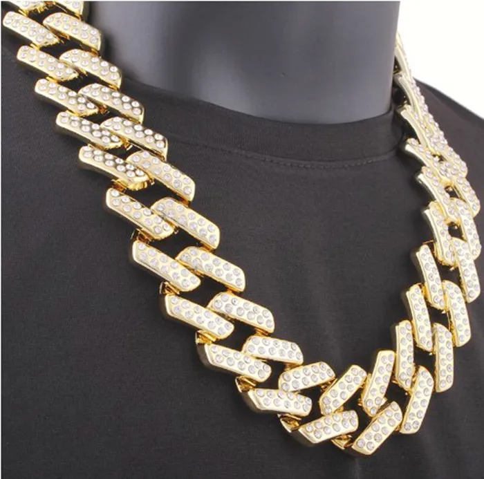 Hip Hop Men's Necklace Fashion Gold Plated Diamond Cuban Chain Necklace Jewelry