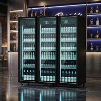 Réfrigérateur professionnel à 3 portes pour boissons, avec refroidissement par air, pour bar commercial, vitrine réfrigérée pour vin