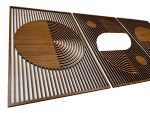 202506 3 Conjunto de paneles de pared de madera geométricos arte de pared de madera <span class=keywords><strong>estilo</strong></span> <span class=keywords><strong>Bauhaus</strong></span> arte de pared de madera abstracto decoración moderna grande de mediados de siglo - Product Image 2