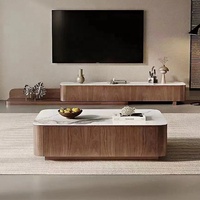 Table basse rectangulaire moderne et simple en placage de noyer avec rangement, style nordique, pour salon, idéale pour appartement de petite taille