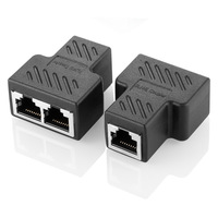 VCOM 2 in 1 RJ45 Coupler 8 Pin Jack Female ke Female Terlindungi PVC Injeksi dengan PCB Terintegrasi untuk Pembagi Kabel Patch