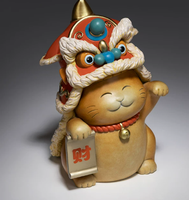 Nouveau produit phare : Figurine de lion porte-bonheur traditionnelle chinoise style Feng Shui, peinte à la gouache sur laiton