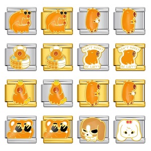 <b>Cute</b> Cartoon Animal Italian Modular <b>Bracelet</b> Stainless Steel Gold Plated Charm Watch Band DIY Accessory - Product Image 1