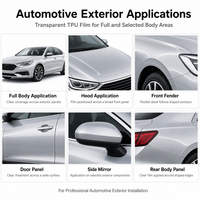 Film de protection de peinture PPF transparent brillant en TPU hydrophile de 1,52 m x 15 m, réparable à la chaleur, pour enveloppement de voiture