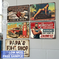 Décoration Murale Personnalisée Plaque Métallique Vintage Service Pétrole et Gaz Petite Quantité Minimale de Commande Voiture Rétro pour Garage et Cave à Hommes Décoration Affiche en Étain