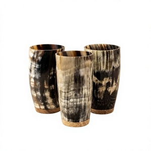 Gobelet à boire en corne de buffle, forme naturelle, artisanat rustique fait main, écologique, décoration d'intérieur, verre en corne - Product Image 1