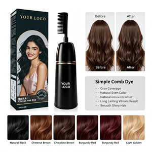 Crème colorante capillaire permanente à base d'extraits végétaux, longue durée, avec peigne applicateur facile, prix usine, qualité professionnelle - Product Image 1