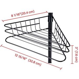 Black Metal Hotel Use Home Organizer Accessories Telescopic Shower Tension Pole Bathroom Caddy <b>Corner</b> <b>Storage</b> Rack 4 Layers - Product Image 2