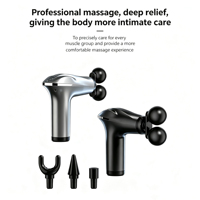 Pistola de Masaje Fascial Portátil Inalámbrica de 4 Cabezales, Mini Masajeador de Percusión Profunda, Recargable por USB, Bajo Ruido, para Gimnasio, Oficina, Hogar, Dolor Corporal