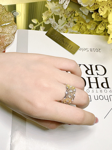 Anillo Vintage de oro de lujo de moda para mujer con encaje hueco italiano artesanía anillo ancho Simple <span class=keywords><strong>Instagram</strong></span> dedo índice - Product Image 6