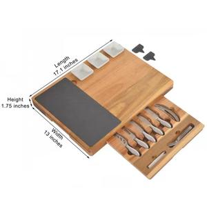 ชุดเขียงไม้สำหรับชีส พร้อมชามเซรามิกและมีด - ประกอบด้วยลิ้นชักเก็บของ ถาดเสิร์ฟอเนกประสงค์สำหรับชาร์กูเตอรี - Product Image 6