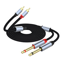 Câble audio RCA double 6,5 mm mâle-mâle à conducteurs en cuivre pour mixeur/amplificateur, instruments, clavier électronique, guitare, systèmes de haut-parleurs