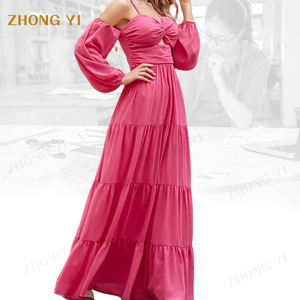 2023 Dongguan Yili, модное летнее милое розовое пляжное платье больших размеров, женская одежда с длинным рукавом, женские повседневные платья - Product Image 2