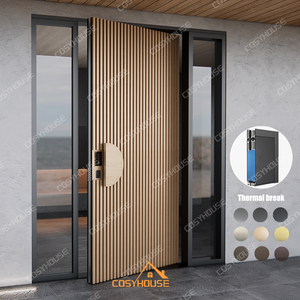 Moderne Buitenkant Voor Ingang Veiligheidsdeur Houten Stalen Aluminium Hoofdingang Draaideur Ontwerp Luxe Deuren Voor Huizen Villa 'S - Product Image 5