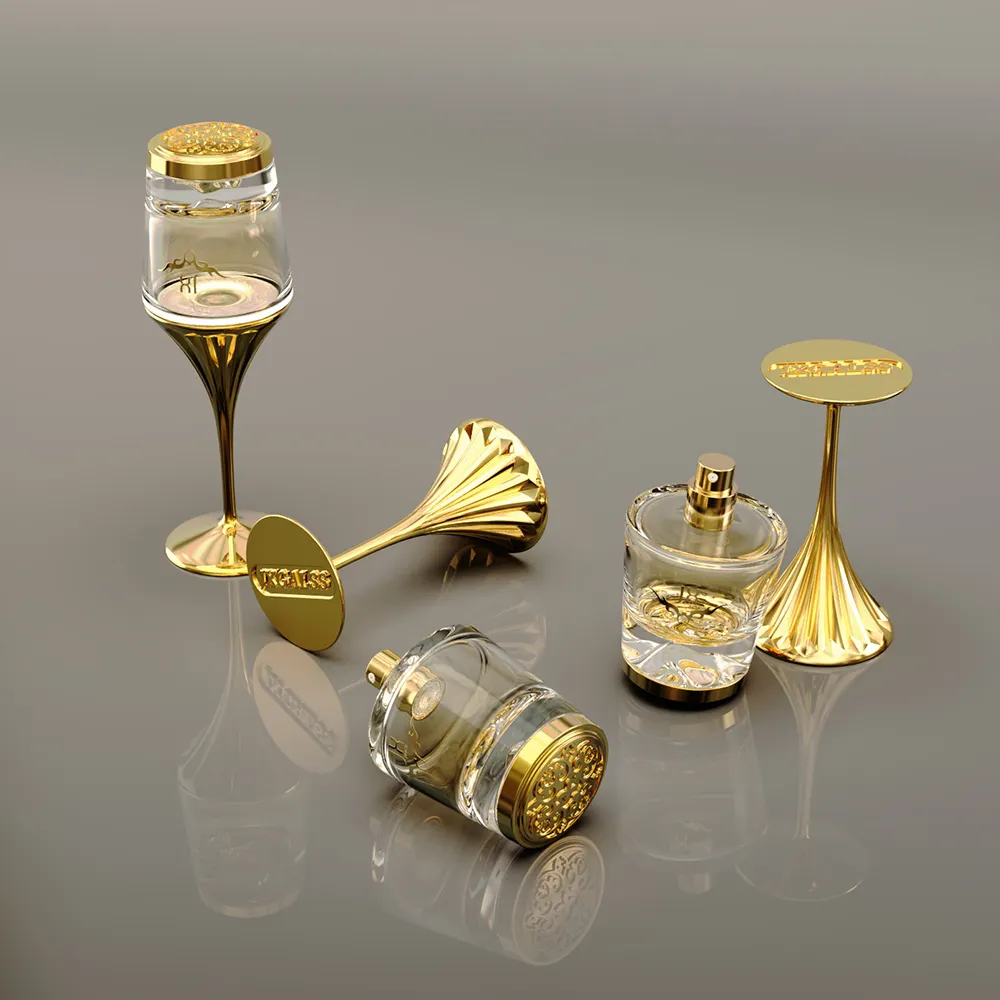 Garrafa de perfume dourada 30ml, frascos de perfume luxuosos de ouro de vidro original em forma de vintage, garrafa de luxo