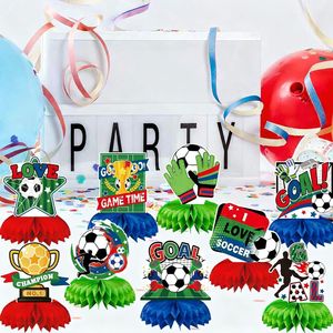 Venta al por Mayor de 9 Piezas de Decoraciones para Fiestas de Fútbol, Soporte de Exhibición de Panal de Abeja con Diseño de Balón de Fútbol para Fiestas de Cumpleaños Infantiles - Product Image 4