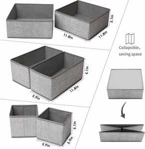 Customizable Light Grey Cloth Rectangle Sewing <b>Drawer</b> Divider <b>Storage</b> <b>Boxes</b> Foldable 5-Layer Floor Type Closet Organizer Bin - Product Image 4