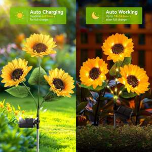 Luces LED Solares con Forma de Girasol, IP65 Impermeables, PVC, Luz Blanca Cálida, Batería Incluida, Pequeñas Luces de Jardín para Exteriores - Product Image 2