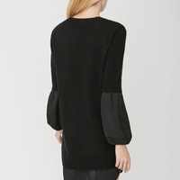 Robe midi en tricot de laine unie, sans manches, style décontracté, col en V, 100% polyester, pour rester au chaud