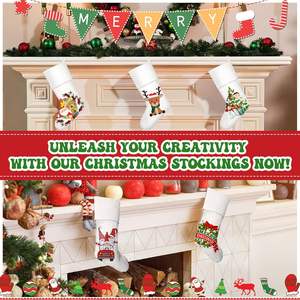 Calcetines Navideños de Yute para Sublimación, Decorativos para Chimenea, Lisos, para Manualidades, Decoración Navideña, Bolsa de Regalo - Product Image 6