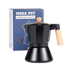 Nouveau design minimaliste café brassage aluminium <span class=keywords><strong>Moka</strong></span> Pot <span class=keywords><strong>Induction</strong></span> table de cuisson manche en bois épaissi noir <span class=keywords><strong>Moka</strong></span> Pot - Product Image 4