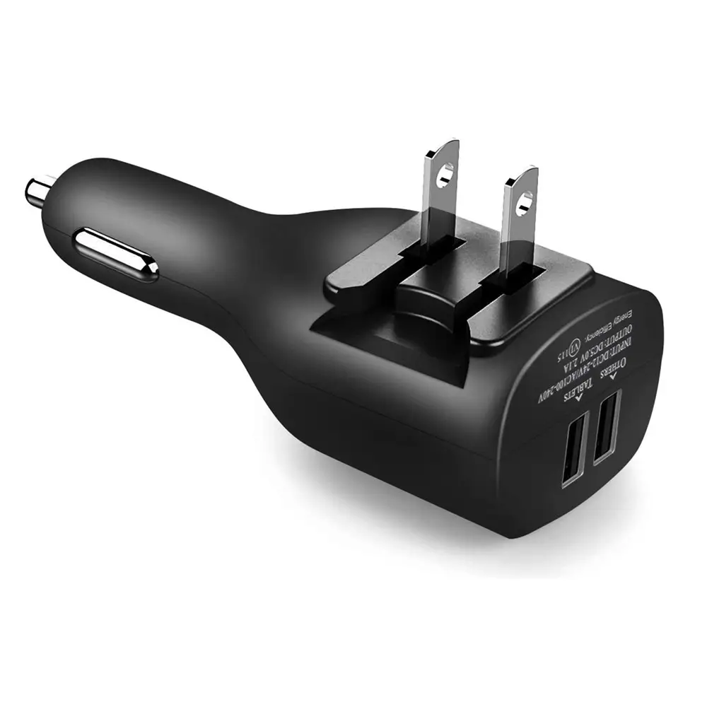 Handy-Auto ladegeräte 2-in-1-tragbares Dual-USB-Auto ladegerät mit faltbarem Stecker für iPhone Galaxy LG Google