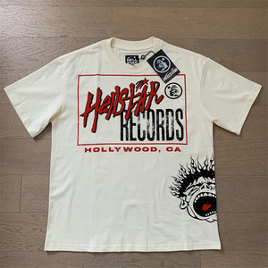 Camiseta <span class=keywords><strong>de</strong></span> Manga Corta <span class=keywords><strong>de</strong></span> Algodón <span class=keywords><strong>Peinado</strong></span> Lavado con Estampado <span class=keywords><strong>de</strong></span> Letras Retro Estilo Ins <span class=keywords><strong>de</strong></span> American Trend Hell Star para Hombre y Mujer, Casual y a la Moda - Product Image 3
