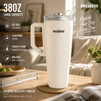 2 Gobelets isothermes réutilisables en acier inoxydable avec poignée, couvercle anti-fuite, 40 oz, affichage de la température, tasse à eau OEM
