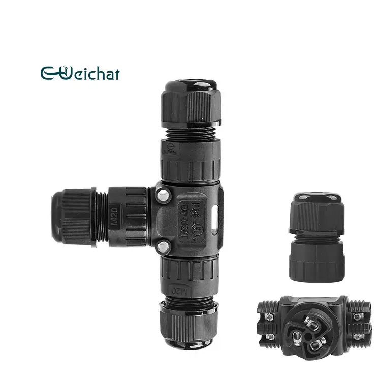 IP68 Waterproof Cable Connector 3-Channel 3-poles Outdoor Waterproof Connector Ideal for 2 or 3 Pin Cables 5-12mm for Outdoor