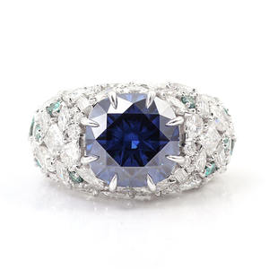 غرامة مجوهرات مخصص 10K الصلبة الذهب مختبر نمت الياقوت الظلام ماس أزرق خاتم الخطوبة الزفاف وعد داينتي خواتم للنساء - Product Image 3