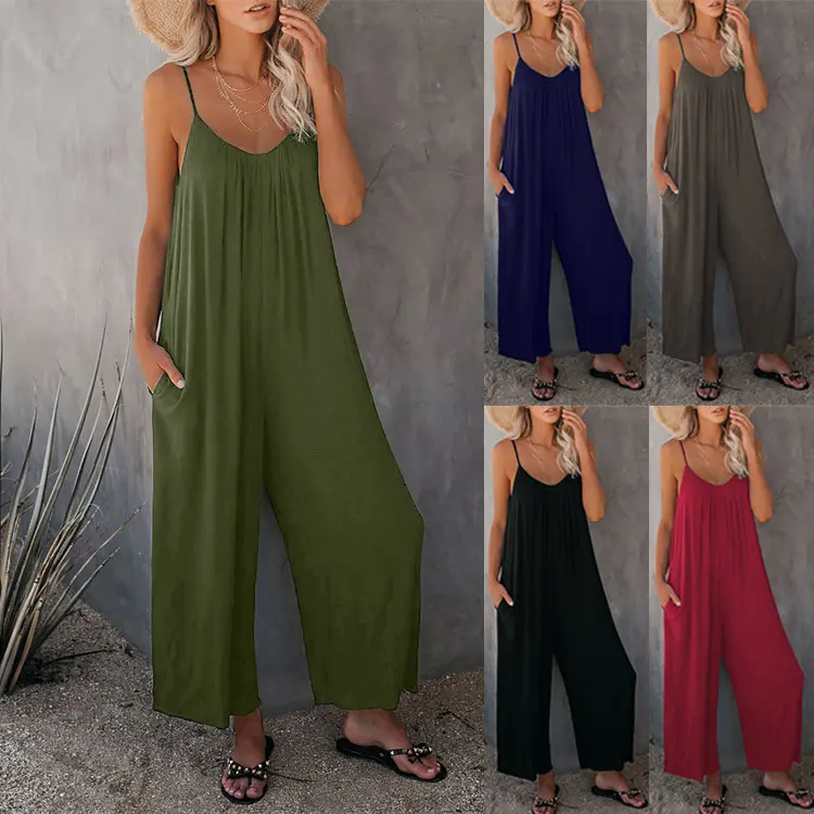 2023 Boho Chic Solid Color Summer Bodysuits Casual Inspiration Women Plain Rompers Streetwear Jumpsuits