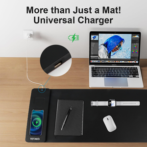 Bề Mặt Mịn Tùy Chỉnh Máy Tính Xách Tay Nhanh Chóng Sạc Không Dây Chuột Pad Da Không Dây Sạc Bàn Mat - Product Image 4