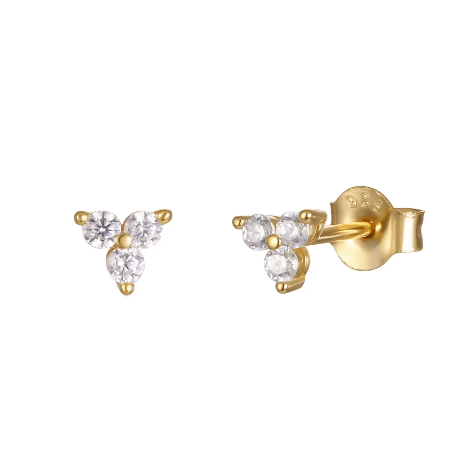 2022 NEW Fashion Earring 925 Sterling Silver minimalist cute flower shape tiny cz cubic zirconia stud earrings for women