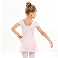 Justaucorps de ballet rose avec jupe, tenue de gymnastique, robe de ballerine, vêtements de danse classiques à manches courtes, costume pour filles
