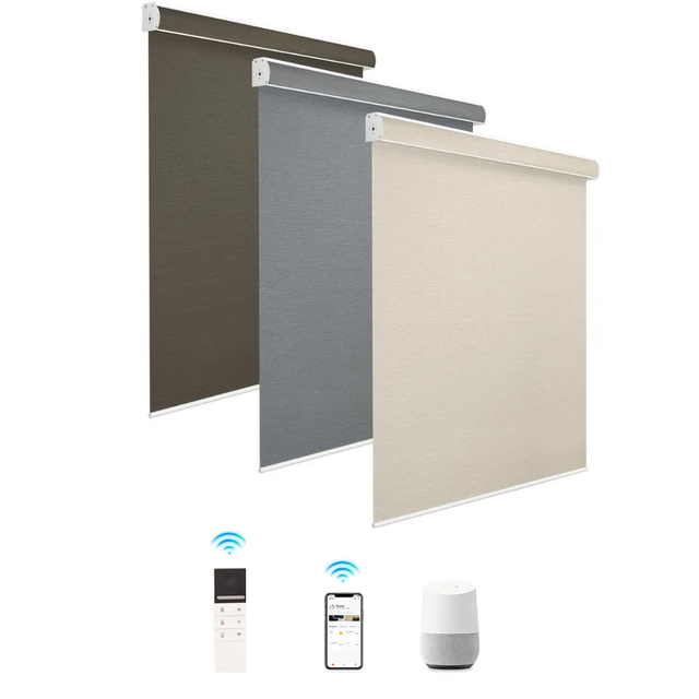 Custom Size Electric Roller Blinds Blackout Window Covering Home Office Roller Shades with Remote Control