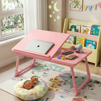 Table pliable pour ordinateur portable avec bureau inclinable, rangement latéral, multifonctionnelle, réglable avec porte-gobelet pour l'étude et la lecture des enfants