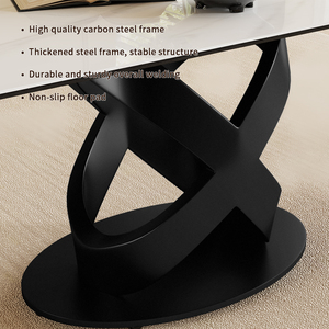 6-8 persoons rechthoekige eettafel van gesinterd steen: professionele kwaliteit, gemakkelijk te reinigen oppervlak met een elegante X-vormige metalen onderstel - Product Image 3