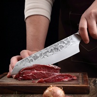 Ensemble de petits couteaux de chef Santoku pour légumes occidentaux, outil de cuisine polyvalent forgé à la main en métal durable